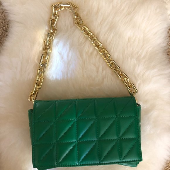 Green Faux Leather Quilted Purse NWOT - Picture 4 of 9